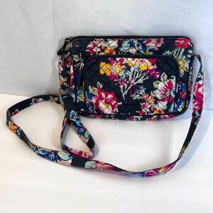 Vera Bradley Little Hipster Crossbody Bag 'Pretty Posies' Quilted Boho Compact